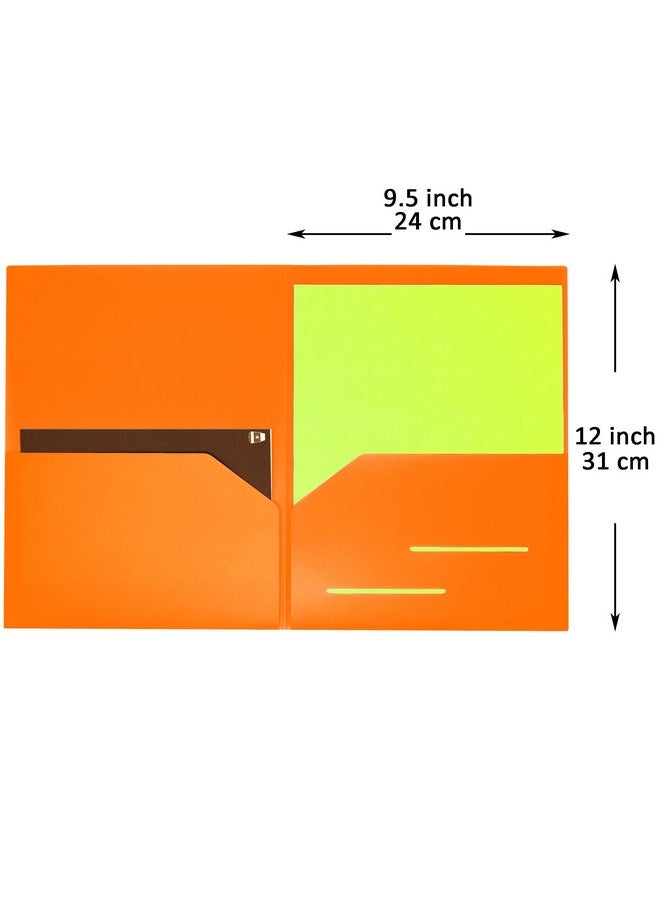 Youngever 6 Pack Heavy Duty Plastic Two Pocket Folders Heavy Duty Plastic 2 Pocket Folder (Orange) - Image 2