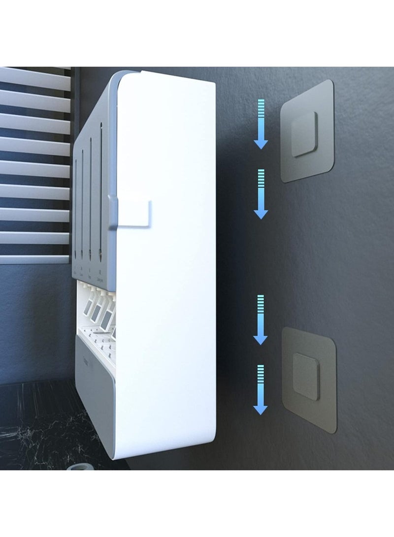 ياميم رف توزيع التوابل المعلق من يميم، زجاجات توزيع صلصة الصويا، موزع خل لتخزين الزيت على الحائط، موزع طعام توابل سائل شفاف لطهي المطبخ - Image 3