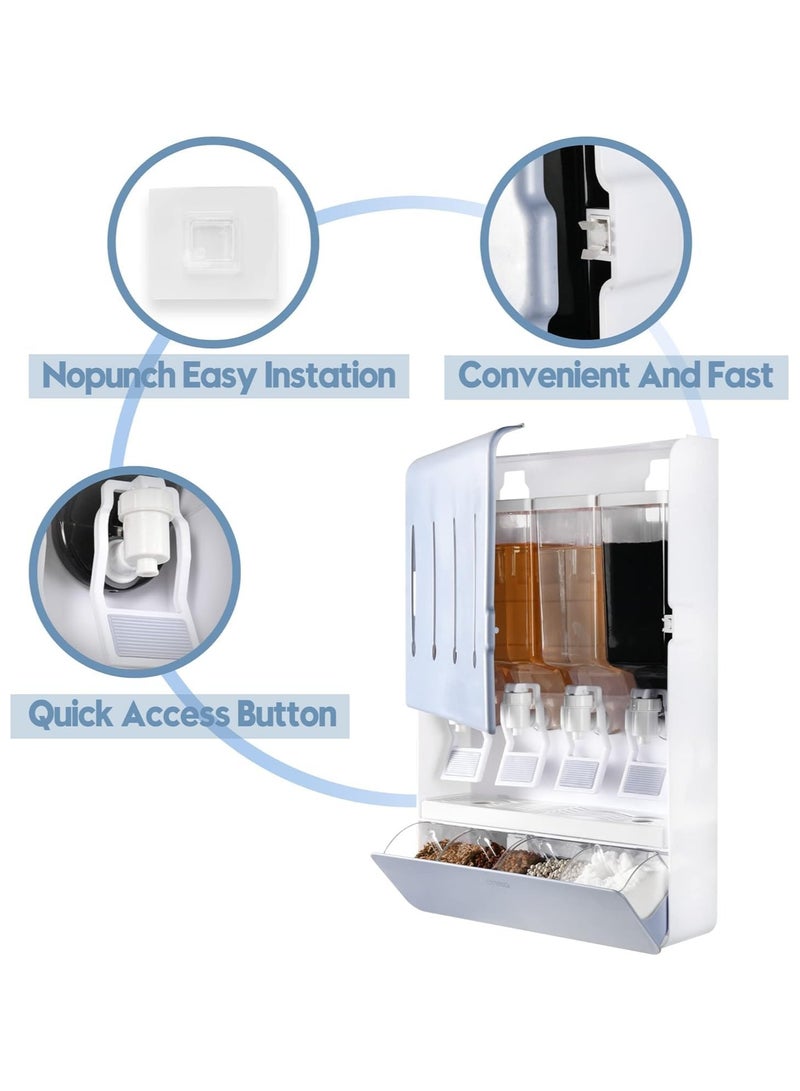 ياميم رف توزيع التوابل المعلق من يميم، زجاجات توزيع صلصة الصويا، موزع خل لتخزين الزيت على الحائط، موزع طعام توابل سائل شفاف لطهي المطبخ - Image 5