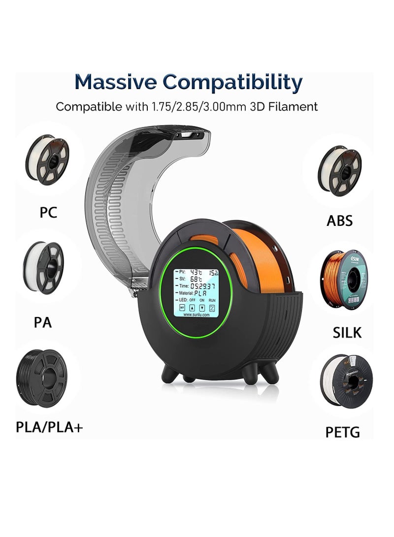 Excefore SUNLU Filament Dryer Box S2 for 3D Printer Filament, Upgraded Filament Storage Dehydrator for PLA PETG ABS Nylon PA Filament 1.75 2.85 3.00mm - Image 4