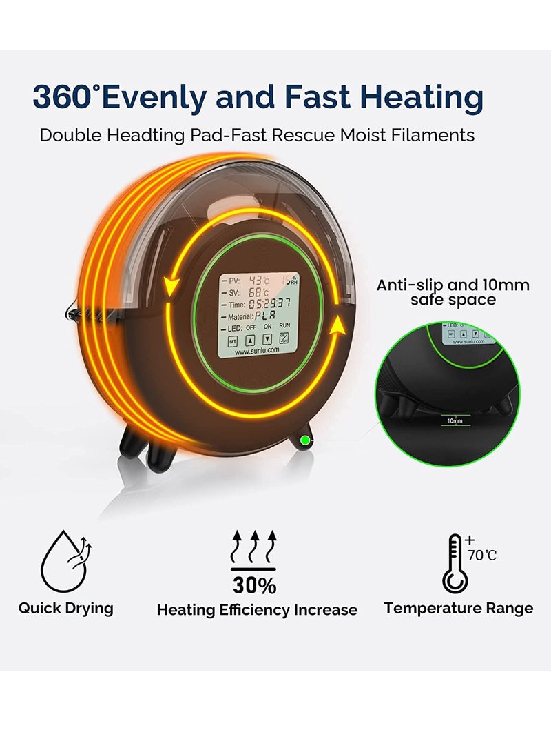 Excefore SUNLU Filament Dryer Box S2 for 3D Printer Filament, Upgraded Filament Storage Dehydrator for PLA PETG ABS Nylon PA Filament 1.75 2.85 3.00mm - Image 3