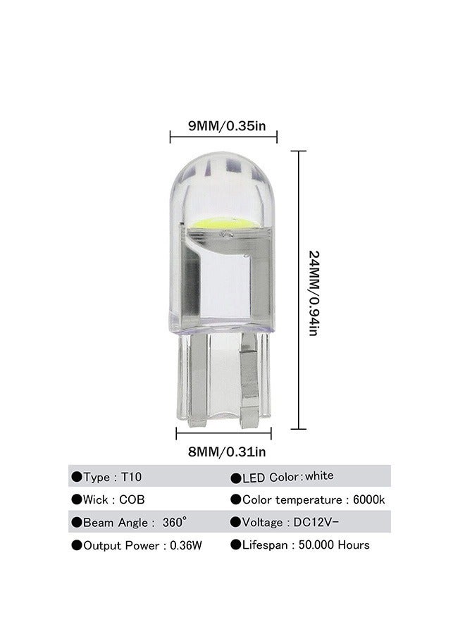20 Pcs LED Light Bulbs White and Yellow, 6000K 68 2825 W5W T10  COB LED Wedge  Replacement Bulbs, Mini Bulbs for License Plate Lights, Car Position Lamps, Map Light - Image 2