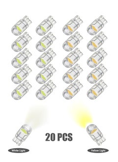 Generic 20 Pcs LED Light Bulbs White and Yellow, 6000K 68 2825 W5W T10  COB LED Wedge  Replacement Bulbs, Mini Bulbs for License Plate Lights, Car Position Lamps, Map Light  - Image 1