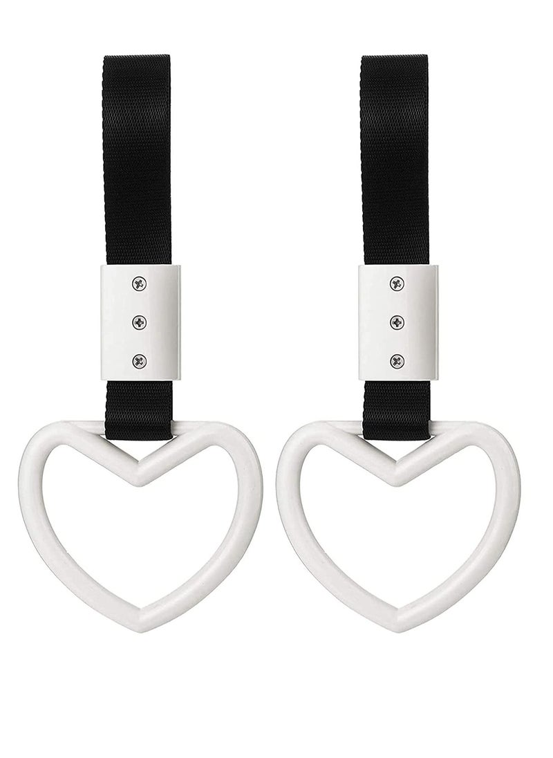 Y&D Heart-Shaped Hand Strap for Car, Rear Bumper Warning Ring Decorative Loops Subway Heart Handles Car Interior Exterior Decoration, 2 Pieces  - Image 1