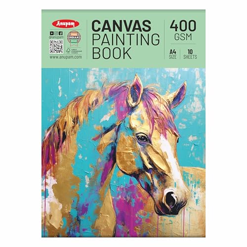 Anupam Canvas Painting pad 100% Cotton Acrylic Gesso Primed with Acid Free Paper 10 Sheets 400 GSM for Acrylic and Oil Painting (A4) - Image 1