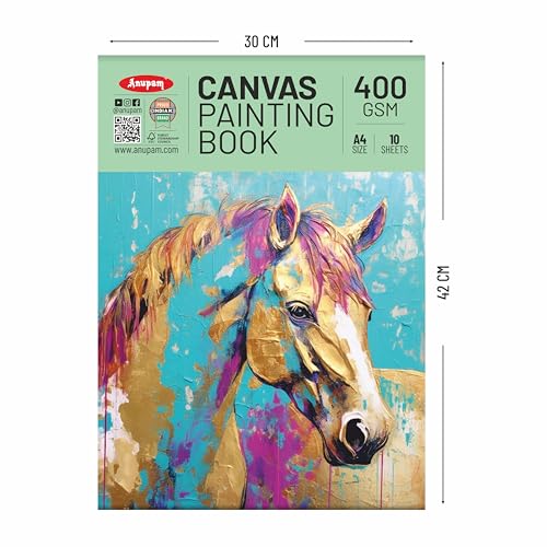 Anupam Canvas Painting pad 100% Cotton Acrylic Gesso Primed with Acid Free Paper 10 Sheets 400 GSM for Acrylic and Oil Painting (A4) - Image 2