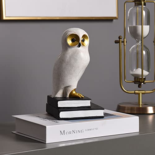Kakizzy Book Ends for Shelves, Owl Decorative Bookends Bronze Bird Book Stopper Unique Kids Book Holders with Anti-Slip Base Luxurious Bookends for Kids Rooms Office Home Decor(White) - Image 3
