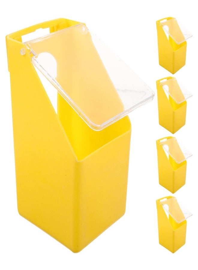 HAKIDZEL 5pcs Yellow Hanging Bird Cage Feeders with Clear Lids Plastic Single Hole Pigeon Feeder Boxes for Parakeet Dove Quail Poultry Food and Water Dispenser Easy Installation and Stable - Image 1