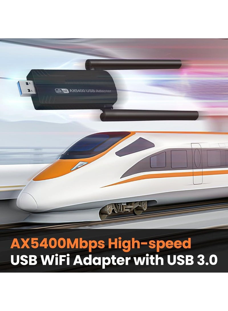Aura Select Tri-Band USB WiFi Adapter 5400 Mbps 6GHz 5GHz 2.4GHz Wireless Network External Receiver USB 3.0 Plug and Play for PC Laptop Desktop Home Office Outdoor Use - Image 4