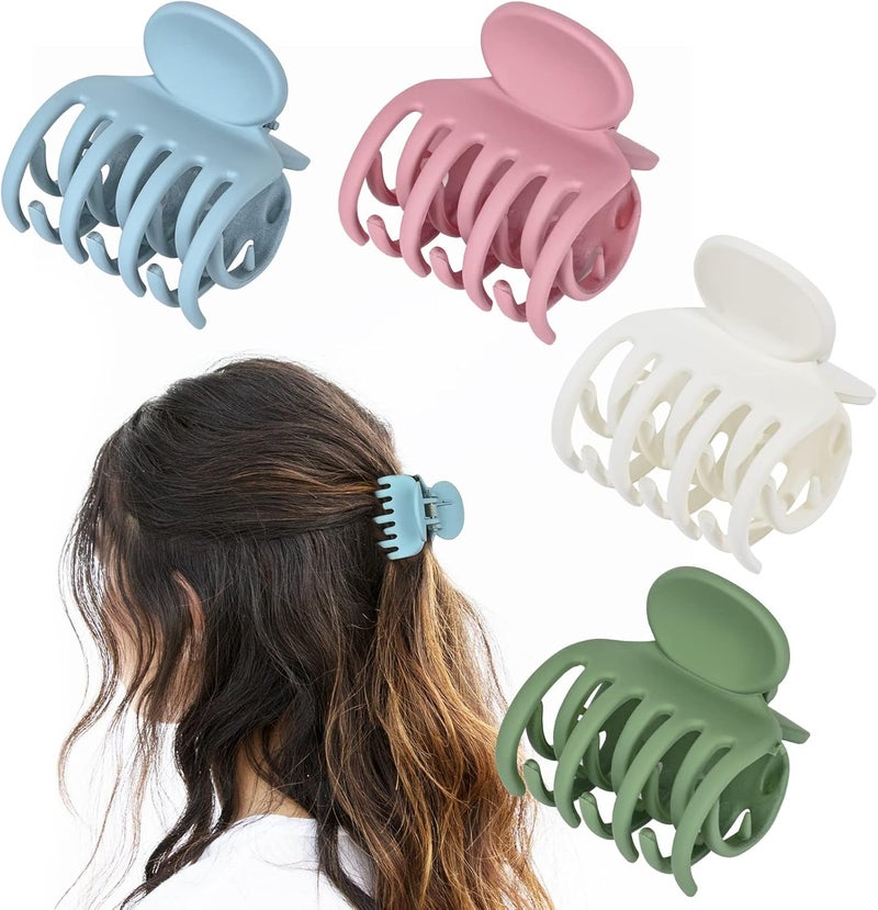 DEEKA Climate adapted delivery plan Hair Clips Small Claw Clips for Thin Hair 4 Pack Double Row Teeth 1.6" Medium Matte Non-slip Short Hair Accessories for Women and Girls -Green Blue Pink Market need oriented construction - Image 1