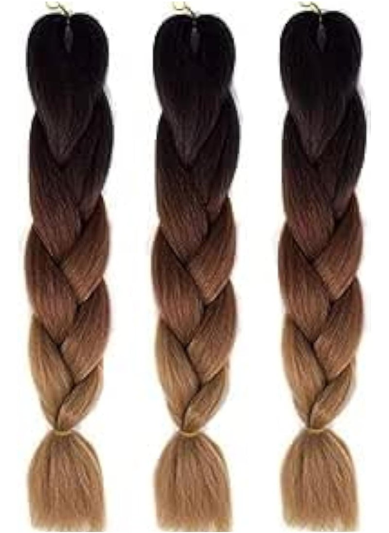 Estelle African braids Hair Extension,Crochet Braiding Hair Extensions Synthetic Braiding Hair High Temperature Synthetic Fiber Yaki Jumbo Braiding Hair ( Black/ dark brown 3 pcs)  - Image 1