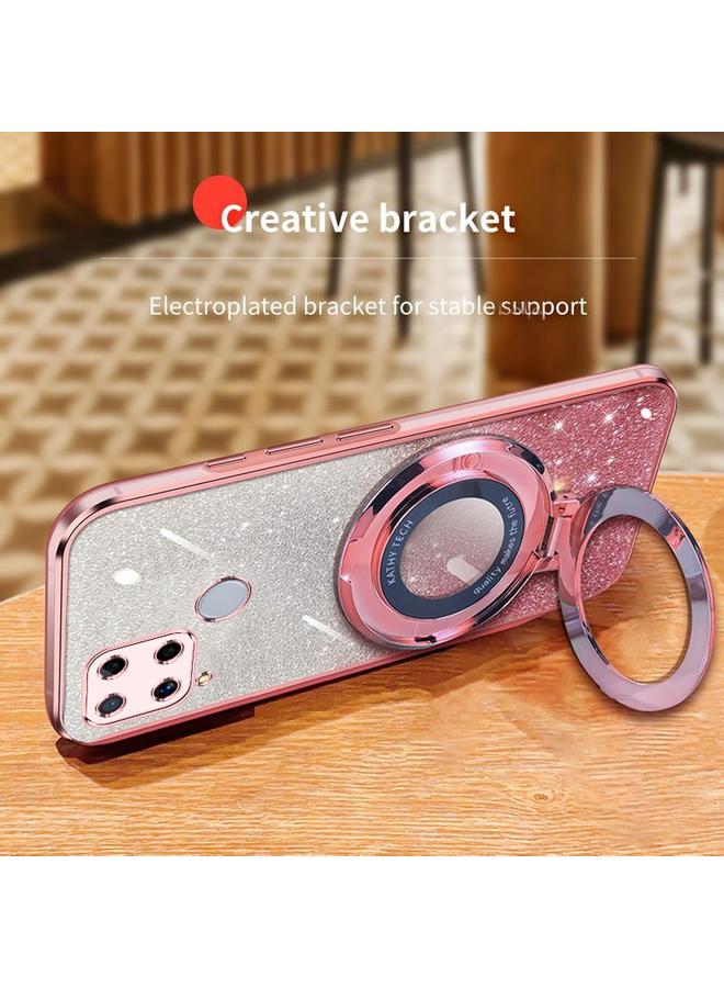 اس-توب جراب لهاتف Realme C25 / Narzo 30A، جراب دائري من مادة TPU بحامل لامع متدرج مطلي - Image 5