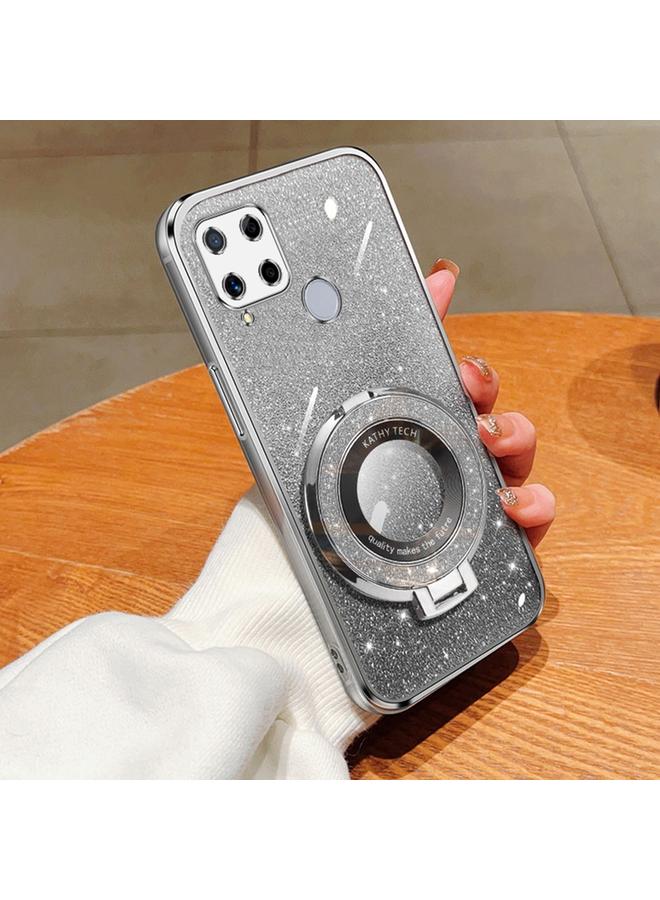 اس-توب جراب لهاتف Realme C25 / Narzo 30A، جراب دائري من مادة TPU بحامل لامع متدرج مطلي - Image 1