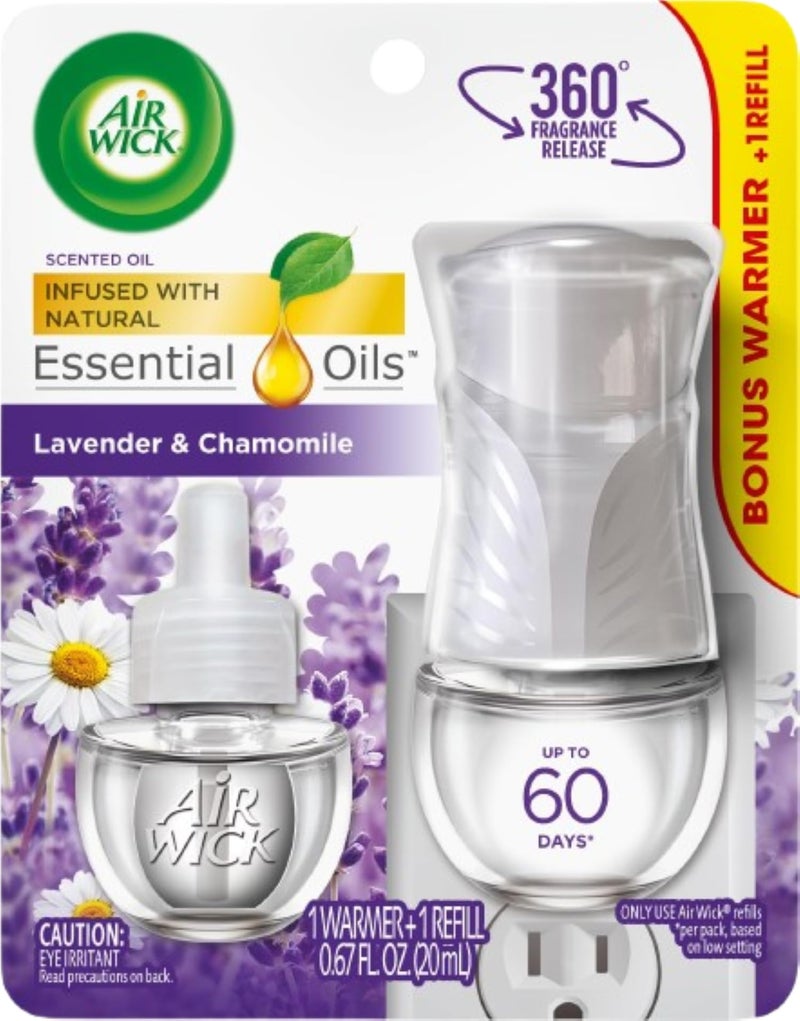 Air Wick Plug in Scented Oil Starter Kit (Warmer + 1 Refill), Lavender & Chamomile, Air Freshener, Essential Oils - Image 1