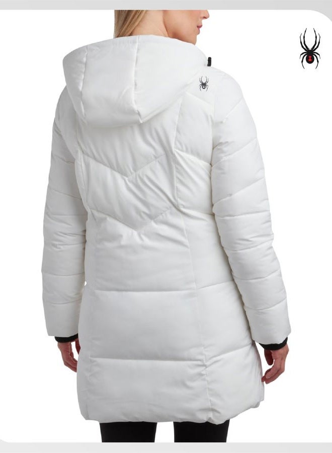 Spyder Womens Long Winter Coats - Cozy Long Puffer Coats for Women Wind & Water Resistant Hooded Quilted Jackets for Women, White, S - Image 2