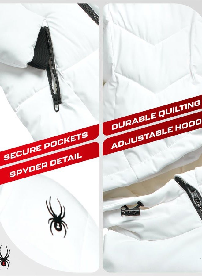 Spyder Womens Long Winter Coats - Cozy Long Puffer Coats for Women Wind & Water Resistant Hooded Quilted Jackets for Women, White, S - Image 4