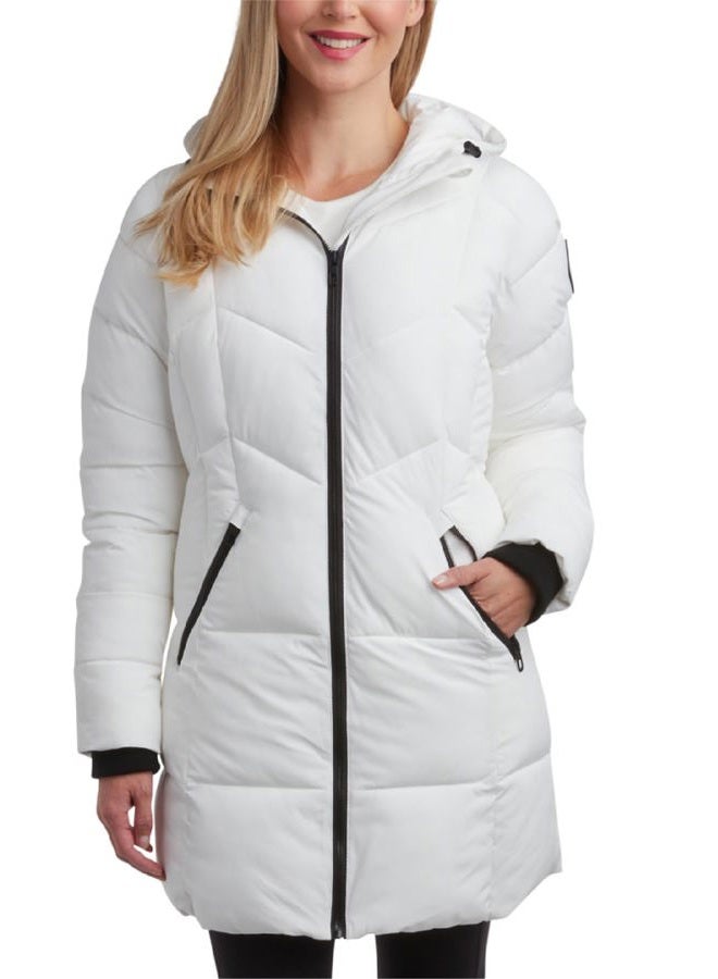 Spyder Womens Long Winter Coats - Cozy Long Puffer Coats for Women Wind & Water Resistant Hooded Quilted Jackets for Women, White, S - Image 1
