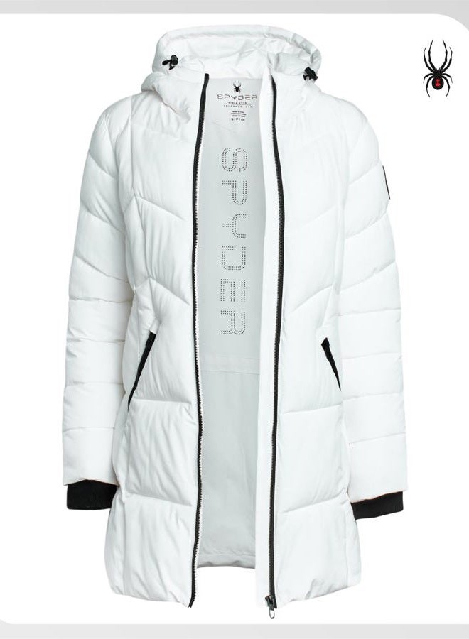 Spyder Womens Long Winter Coats - Cozy Long Puffer Coats for Women Wind & Water Resistant Hooded Quilted Jackets for Women, White, S - Image 3
