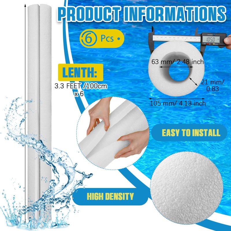 Hanaive 4 Pcs 40 Inch x 41 Inch Jumbo Foam Pool Noodles Pipe Insulation Tube Large Swimming Swim Hollow Noodle Bulk for Floating Craft Projects Pre Slit Clamp Protection Padding Bumper White - Image 3