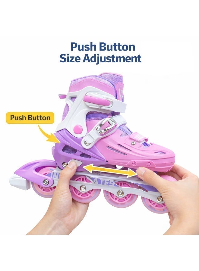 OVERS Kids & Youth Adjustable Inline Roller Skates with LED Light-Up Wheels – Complete Skating Set with Helmet, Knee Pads, Elbow Pads & Wrist Guards – Safe Outdoor Roller Blades for Boys & Girls - Image 3