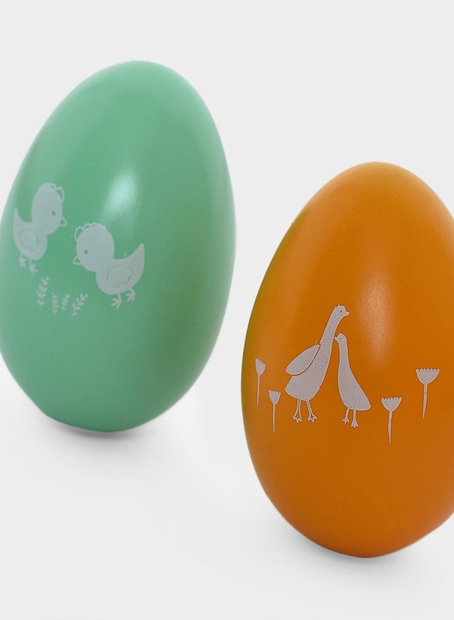 Mi Arcus Wooden Shaker Egg Shape Rattle Toys for Infants Kids Pack of 2 - Image 2