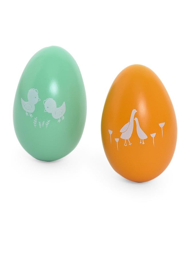 Mi Arcus Wooden Shaker Egg Shape Rattle Toys for Infants Kids Pack of 2 - Image 1