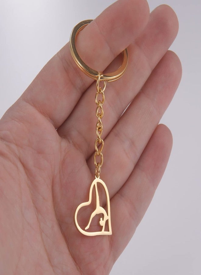 EUEAVAN Girls Gymnastics Keychain Sport Love Heart Charm Ballet Inspirational Gymnast Keyring Team Woman Coach Accessories (gold) - Image 2