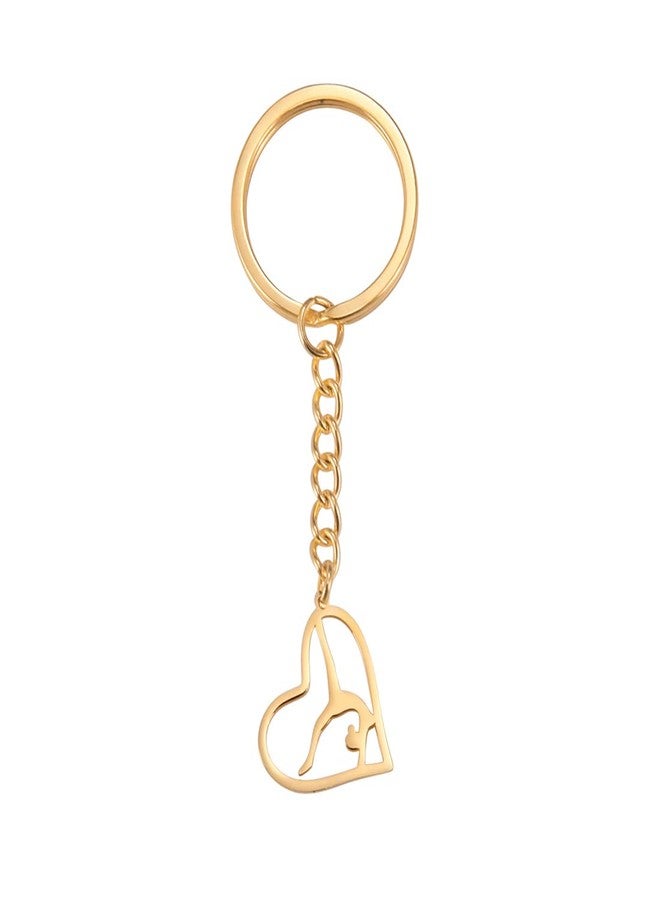 EUEAVAN Girls Gymnastics Keychain Sport Love Heart Charm Ballet Inspirational Gymnast Keyring Team Woman Coach Accessories (gold) - Image 1