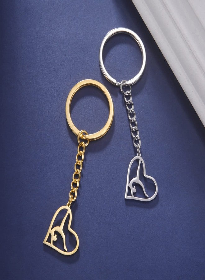 EUEAVAN Girls Gymnastics Keychain Sport Love Heart Charm Ballet Inspirational Gymnast Keyring Team Woman Coach Accessories (gold) - Image 5