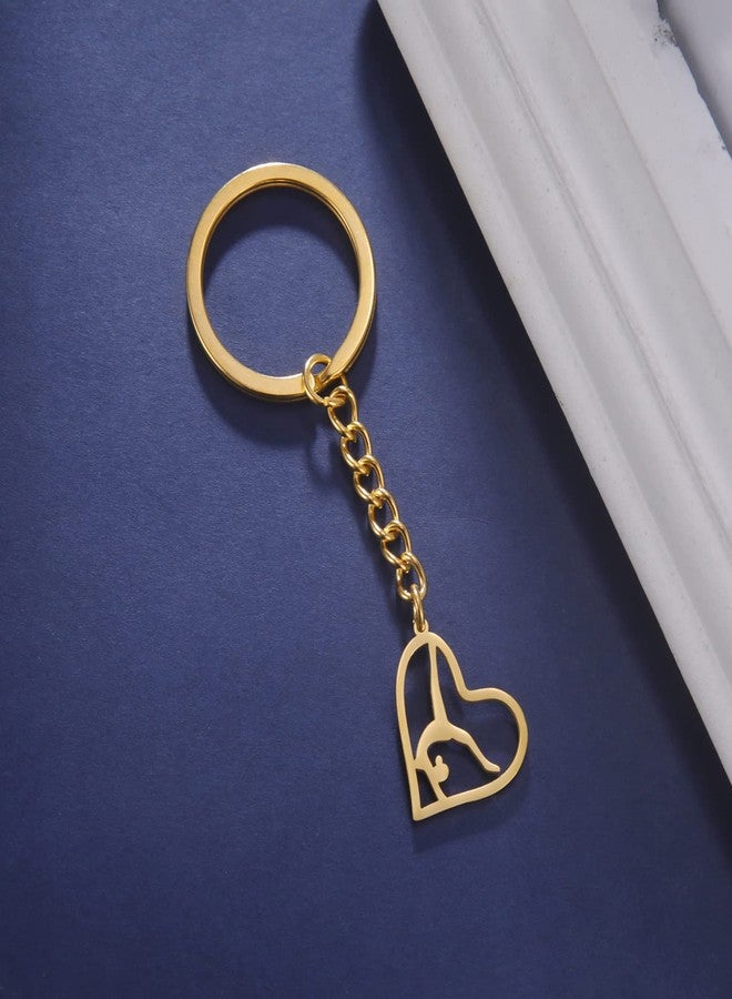 EUEAVAN Girls Gymnastics Keychain Sport Love Heart Charm Ballet Inspirational Gymnast Keyring Team Woman Coach Accessories (gold) - Image 3