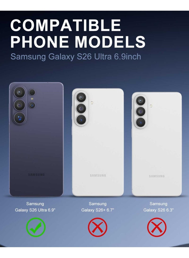 بشكل مختصر غطاء محفظة لهاتف Samsung Galaxy S26 Ultra 5G (2026)، غطاء مغناطيسي قابل للطي مصنوع من جلد PU عالي الجودة مع فتحات لبطاقات ووظيفة حامل - أسود - Image 2