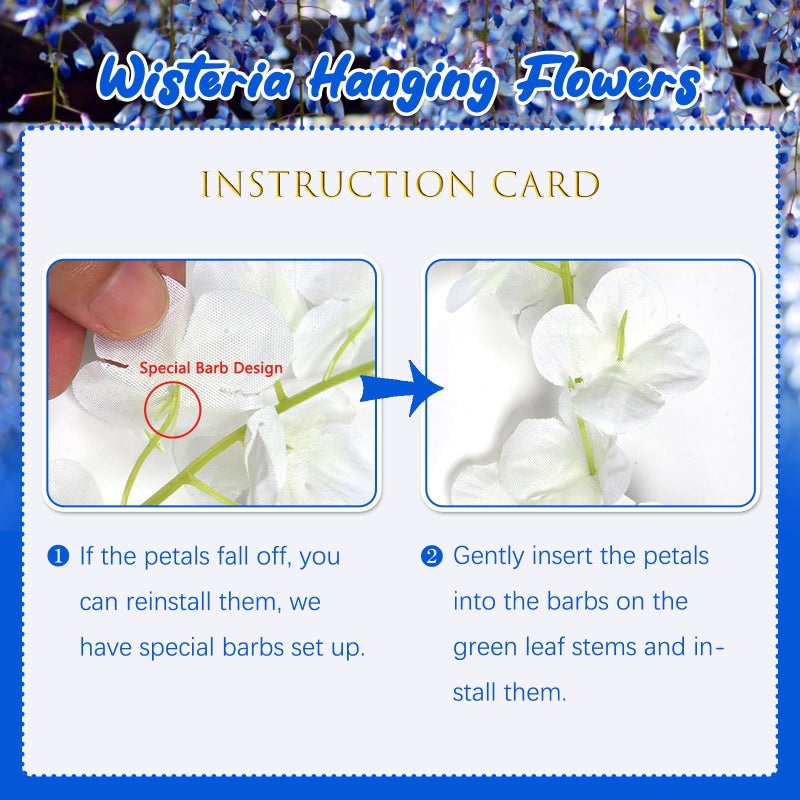 ZEBMOON 12Pack Royal Blue Wisteria Hanging Flowers  Royal Blue 3.77 Ft Fake Hanging Flowers  Royal Blue Artificial Wisteria Garland  Royal Blue Wisteria Flower Vines  Wisteria Flowers Decor  Wisteria Backdrop - Image 3