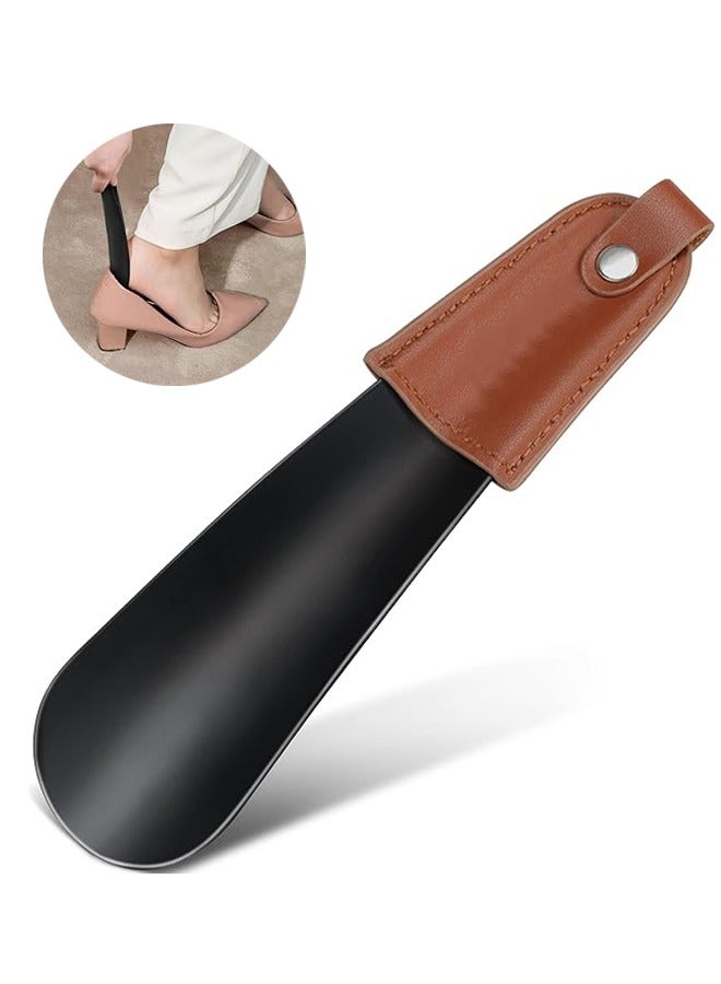 Metal Shoe Horn, Travel Shoehorn Stainless Steel Shoes Helper Stick 16CM Short Shoe Spoon Shoe Puller Shoe Spoon, Portable Leather Hook, Suitable for the Elderly, Women, Men and Children  - Image 1