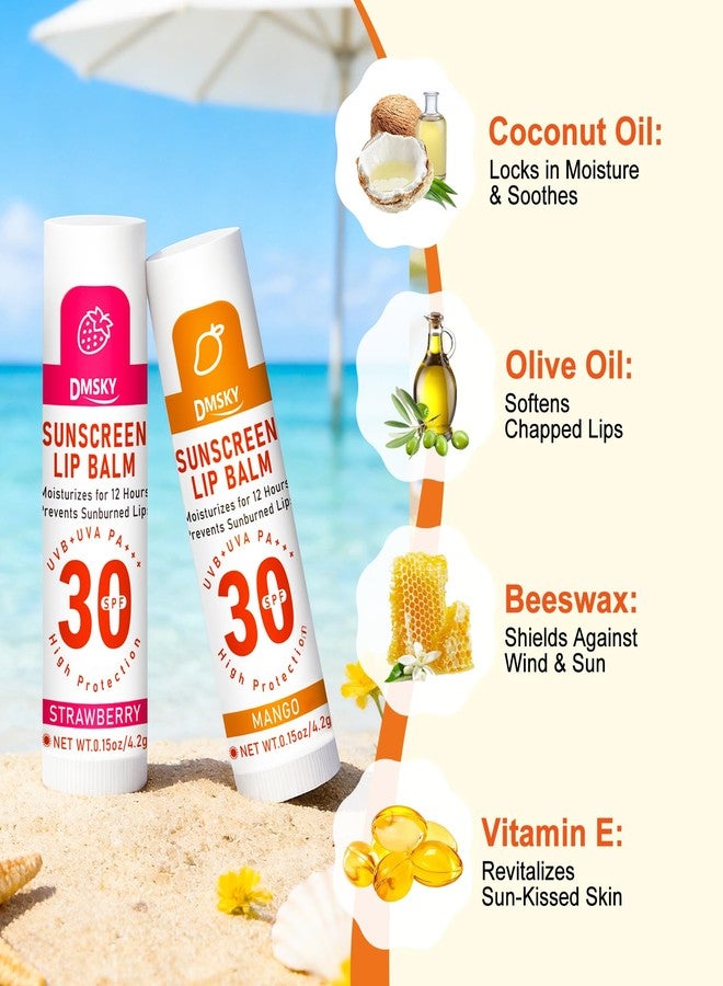 DMSKY SPF 30 Sunscreen Lip Balm 20 Pack, Clear No White Cast Sun Protection Lip Care with Vitamin E and Beeswax, Broad Spectrum SPF Lip Balm for Travel -10 Flavors - Image 3