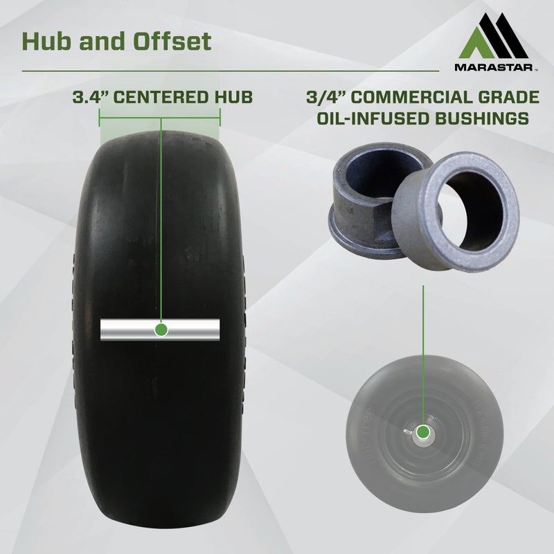 MARASTAR 00232-2PK Universal Fit Flat-Free 11x4.00-5 Tire and Wheel Assembly, Zero Turn Lawn Mower Replacement Tires, Smooth Tread, Adapter Kit included, 2 pack - Image 4