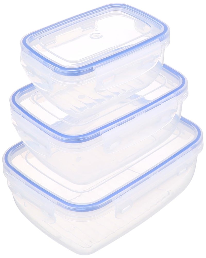 Bager Cook&Lock Rectangular Storage Container Set 3 Pcs (400+800+1400 Ml) (Std), Transparent