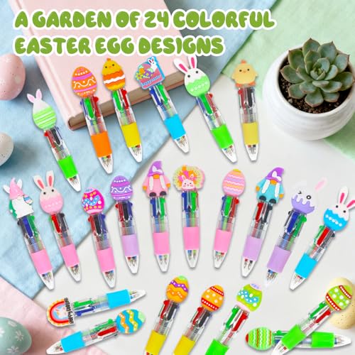 Zhirlyn 24 Pcs Easter Pens Bulk Multicolor Pen in One Cute 4-in-1 Bunny Pens, Easter Basket Stuffers & Fun Gifts (Easter) - Image 4