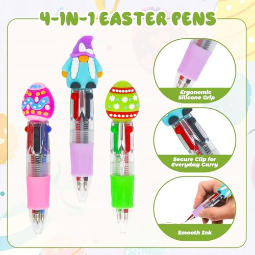 Zhirlyn 24 Pcs Easter Pens Bulk Multicolor Pen in One Cute 4-in-1 Bunny Pens, Easter Basket Stuffers & Fun Gifts (Easter) - Image 3