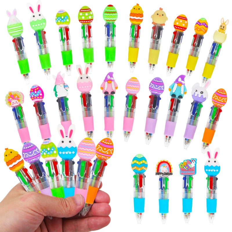 Zhirlyn 24 Pcs Easter Pens Bulk Multicolor Pen in One Cute 4-in-1 Bunny Pens, Easter Basket Stuffers & Fun Gifts (Easter) - Image 5