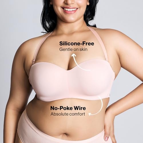 NYKD (NYB027 Padded & Wired Ultimate Multiway Strapless Bra for Women | Anti Slip Bra with Seamless Neckline & Soft Detachable Straps - Pink (40C) - Image 4