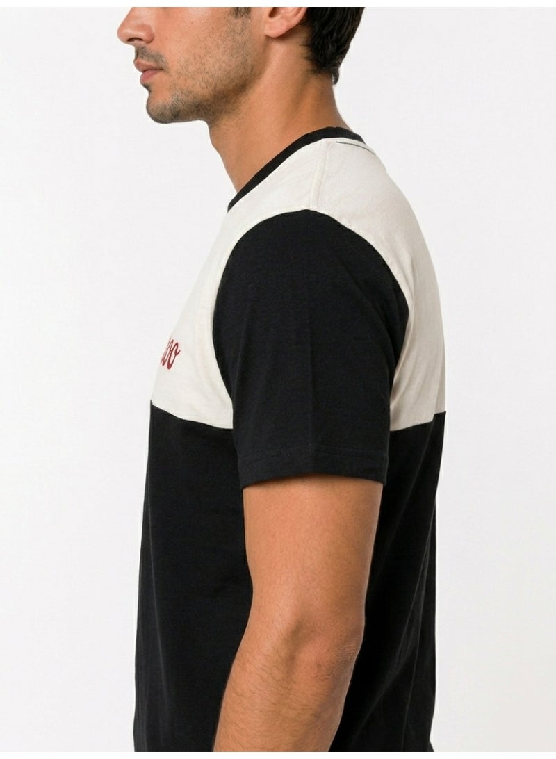 Timeless Men’s Colorblock T-Shirt – Red Kangaroo Print | Premium Cotton | Regular Fit Crew Neck | Black & White - Image 2