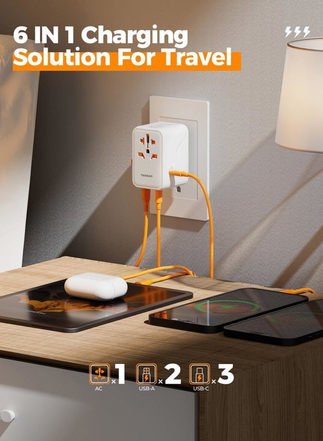 TESSAN Universal Travel Adapter 100W GaN, International Power Adapter with 5 USB(3 USB C) Charging Ports, Worldwide Outlet for US to European Europe UK AUS Ireland(Type C/G/A/I) - Image 4
