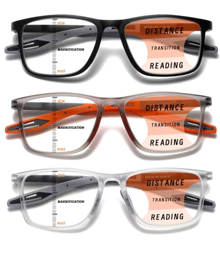 Hubeye Progressive Reading Glasses for Men and Women Ultralight Flexible AntiBlue Light ReadersMatte BlackClearMatte orange175 - Image 2