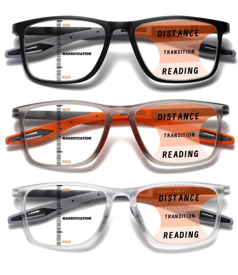 Hubeye Progressive Reading Glasses for Men and Women Ultralight Flexible AntiBlue Light ReadersMatte BlackClearMatte orange175 - Image 3