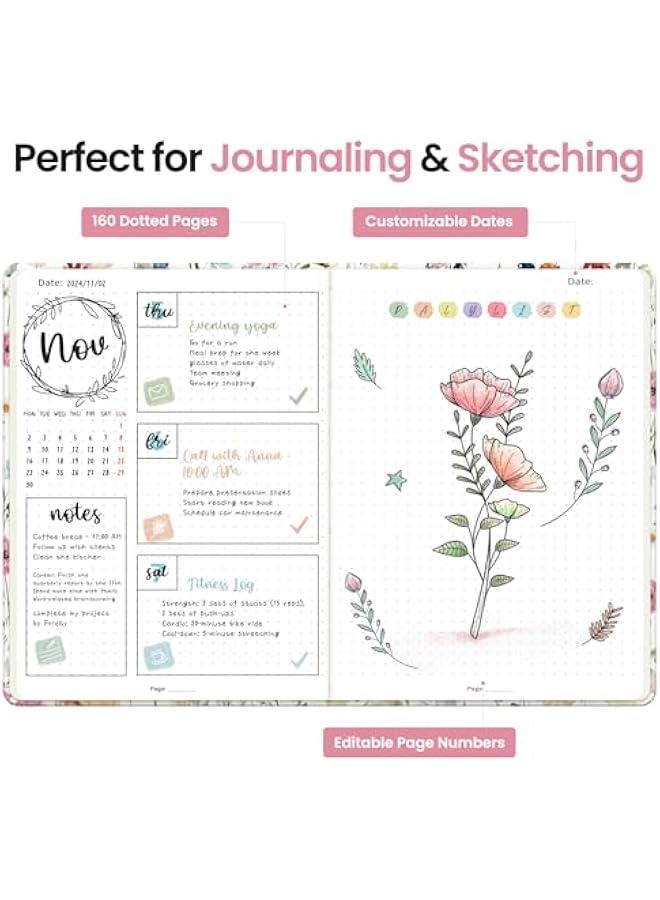 Arabest Bullet Dotted Journal Notebook for Women & Men, Hardcover Leather Journal for Writing, A5 Bullet Journaling Notebook for Work & Sketching, Perfect for Office School Home Supplies, 160 s, Garden - Image 3
