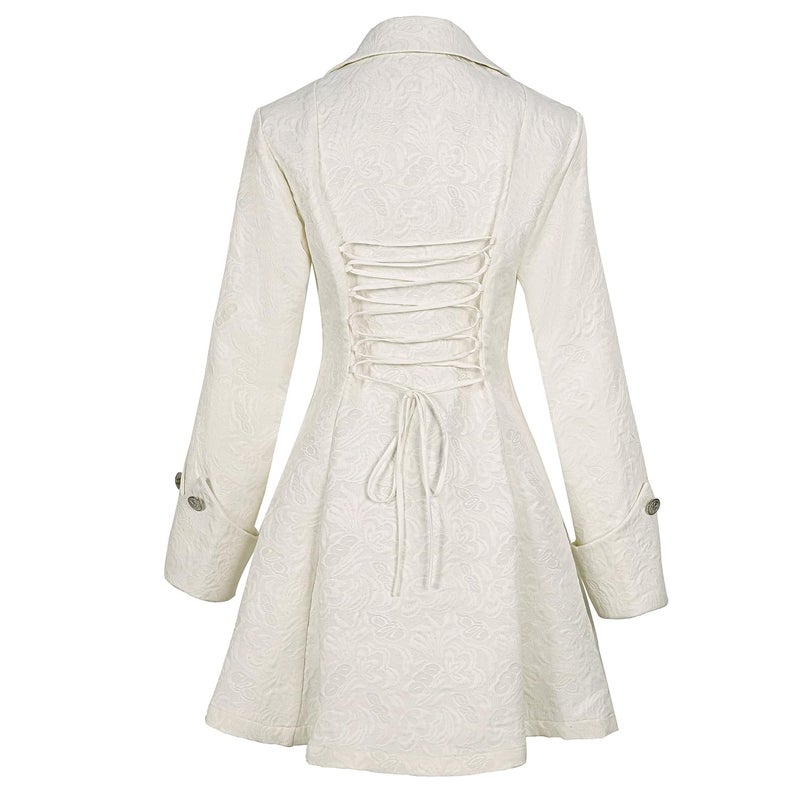 OFOKEDA Women's Gothic Steampunk Victorian Renaissance Medieval Jacket(Z3007WH,XL) - Image 3