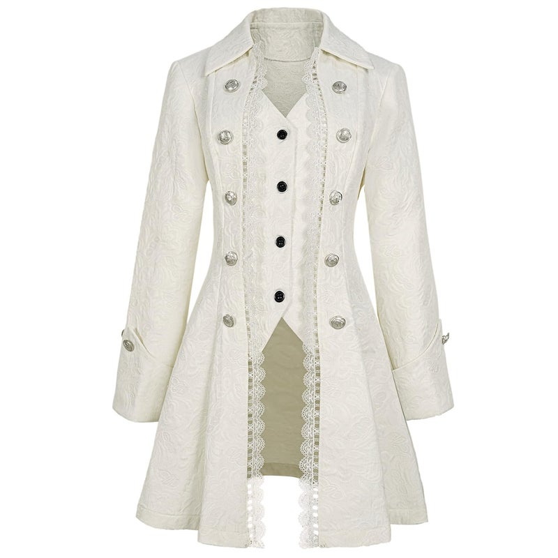 OFOKEDA Women's Gothic Steampunk Victorian Renaissance Medieval Jacket(Z3007WH,XL) - Image 1