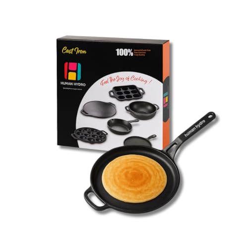 Human Hydro Pre-Seasoned Cast Iron Tawa (28CM) with Single Handle | Naturally Non-Stick, Toxin-Free | Ideal for Dosa, Chilla, Paratha | Gas & Induction Compatible | Heavy-Duty Cookware - Image 1