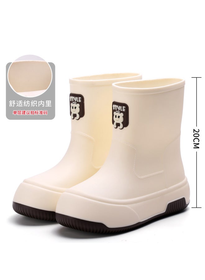 Style Cute Short Rain Boots For Women, Non-slip Outdoor Rubber Boots, Thick-soled Water Shoes With Fleece, New Short Rain Boots