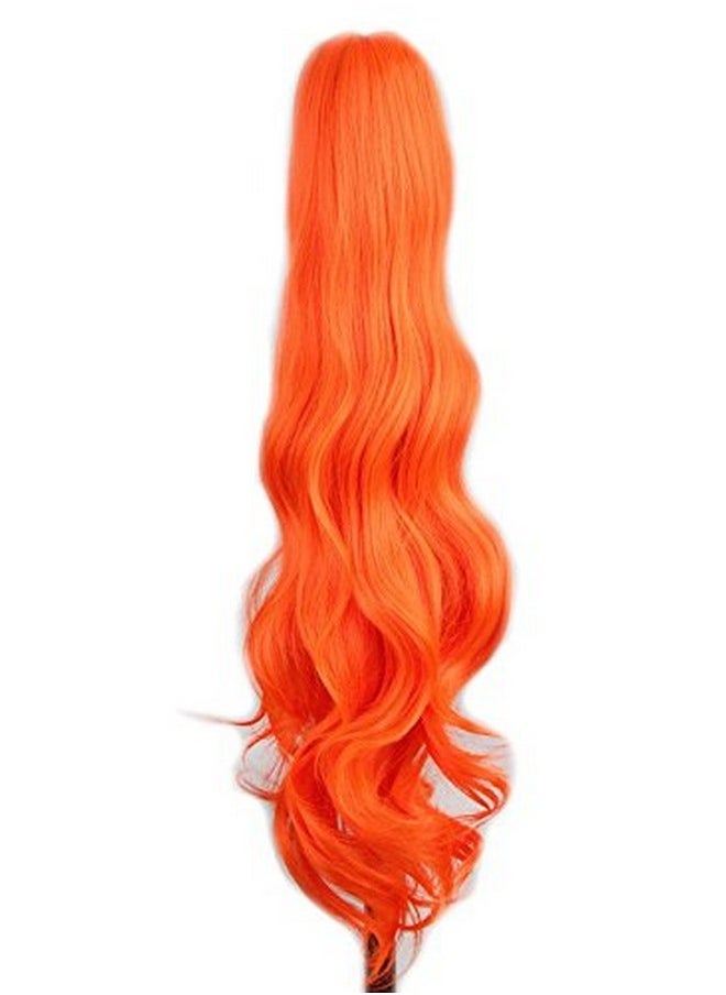 yuehong Long Wavy 21 Colorful Clip In/On Hair Extensions Piece Curly Claw Ponytail Wig (Orange) 